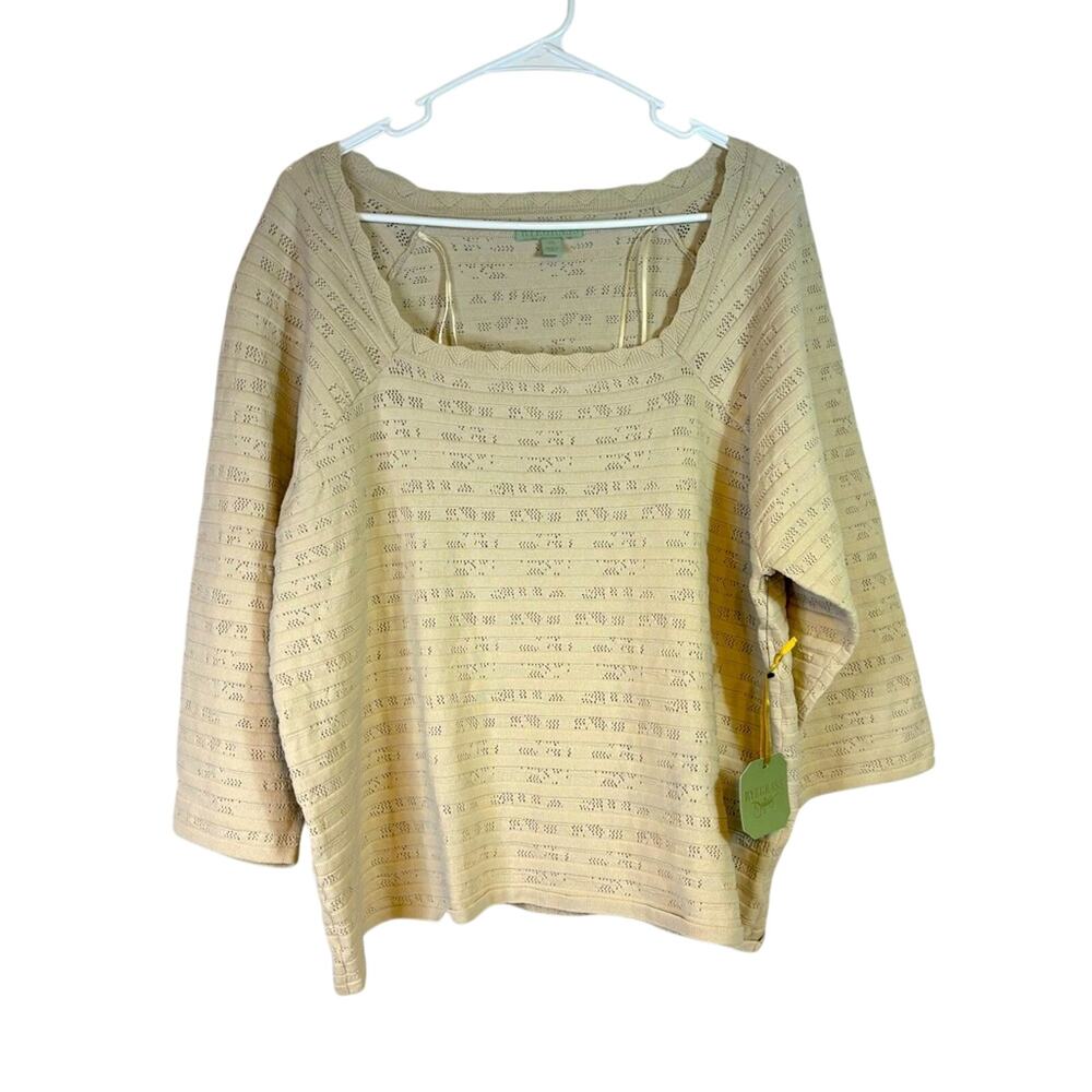 NWT Ryegrass Beige Lacy Stretchy Top Size 2XL 1201